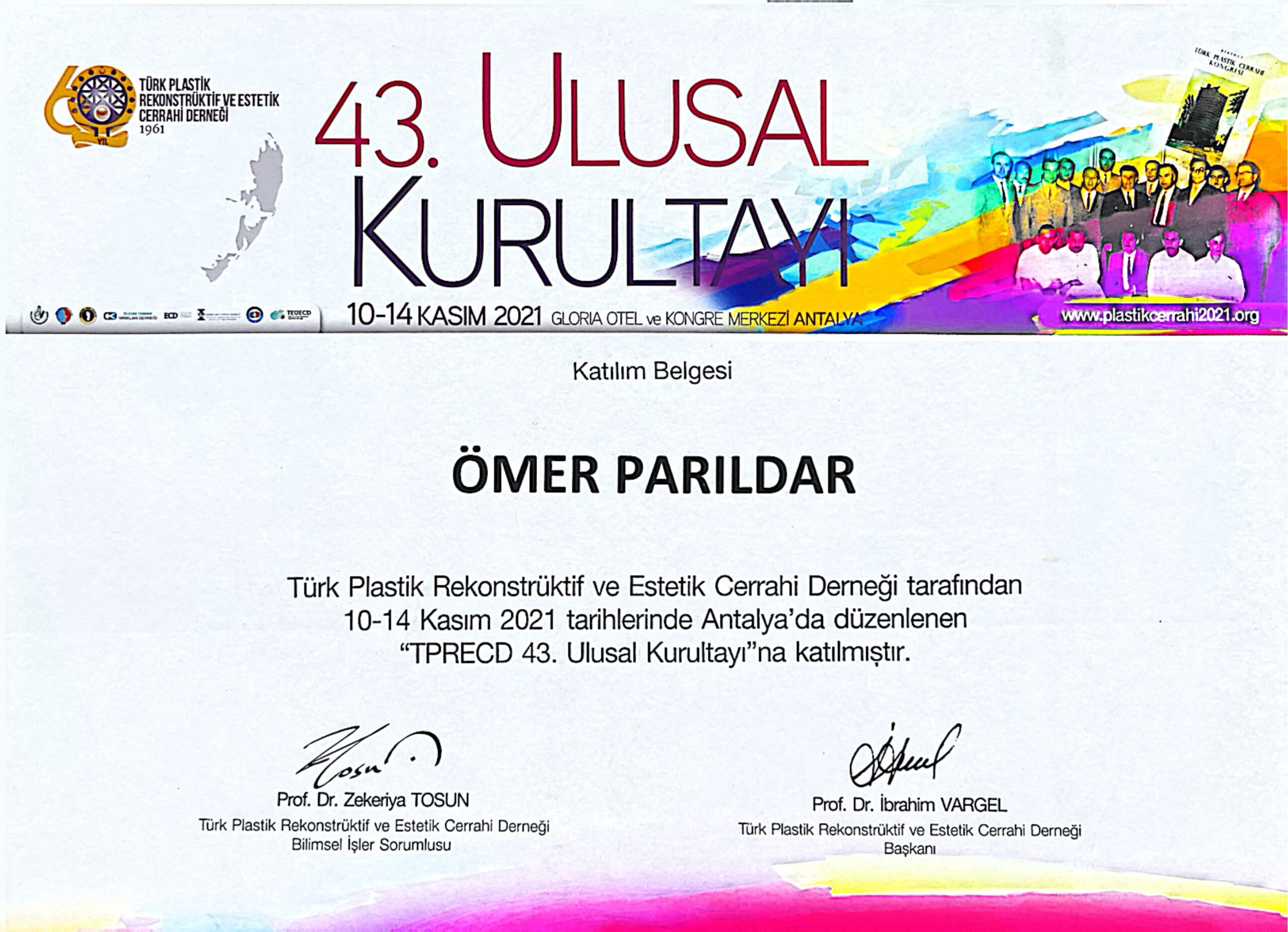 Dr. Ömer Parıldar sertifika belgesi 10