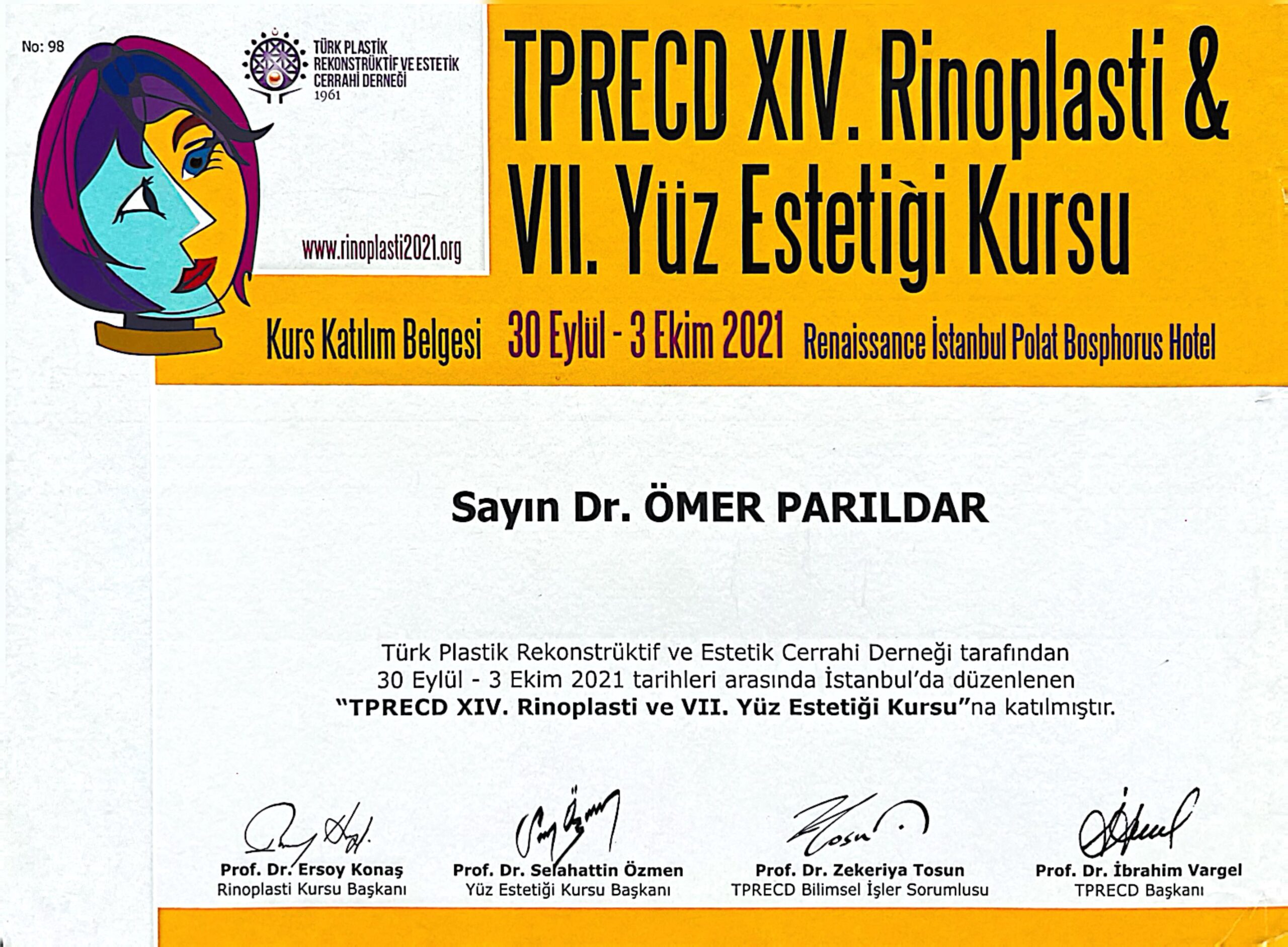 Dr. Ömer Parıldar sertifika belgesi 11