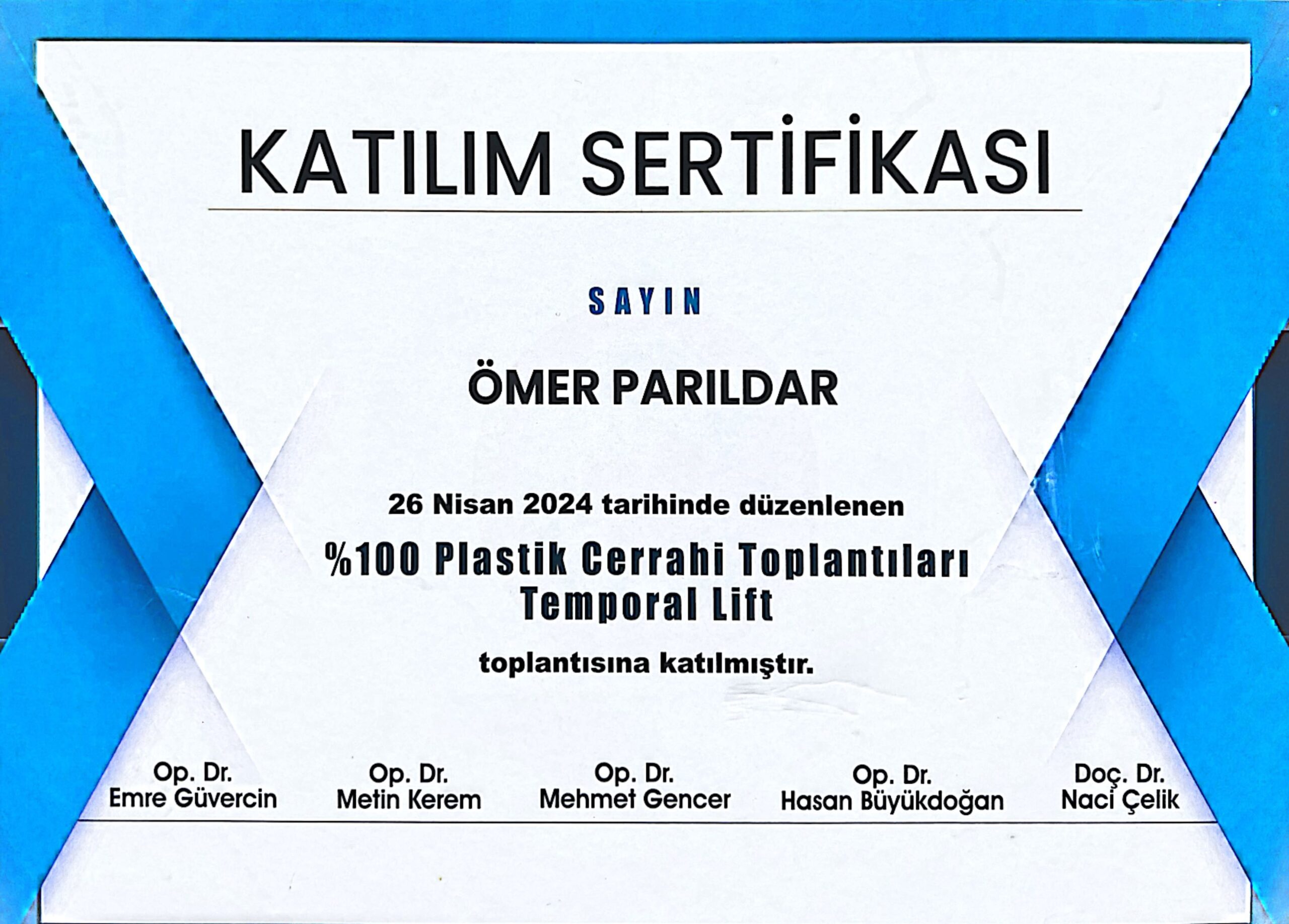 Dr. Ömer Parıldar sertifika belgesi 12